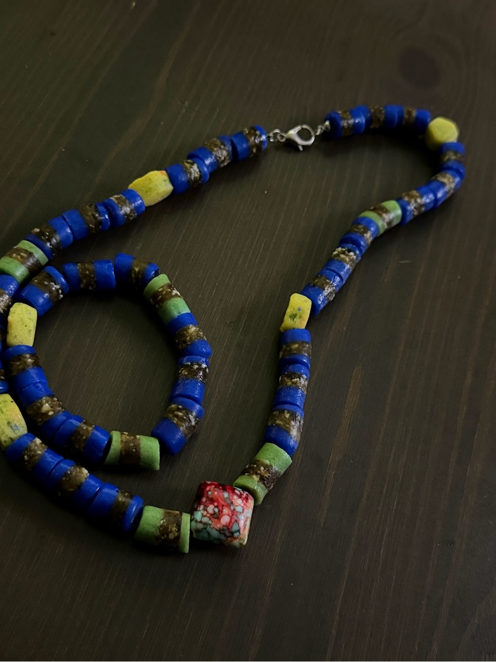 Vintage Trade  beaded Blue, Green & Red set